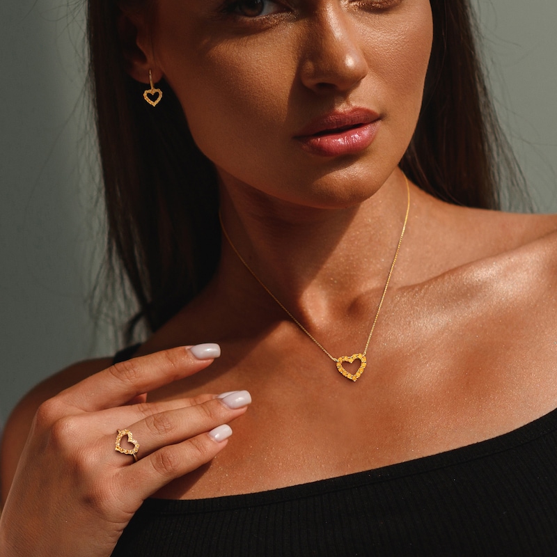 Main Image 2 of Citrine Heart Necklace, Ring and Drop Earrings Set in 10K Gold