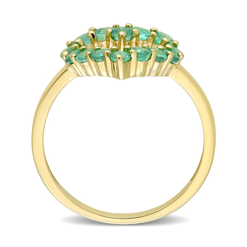 Emerald Heart Necklace, Ring and Drop Earrings Set in 10K Gold