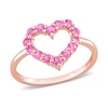 Thumbnail Image 1 of Pink Sapphire Outline Heart Ring in 10K Rose Gold