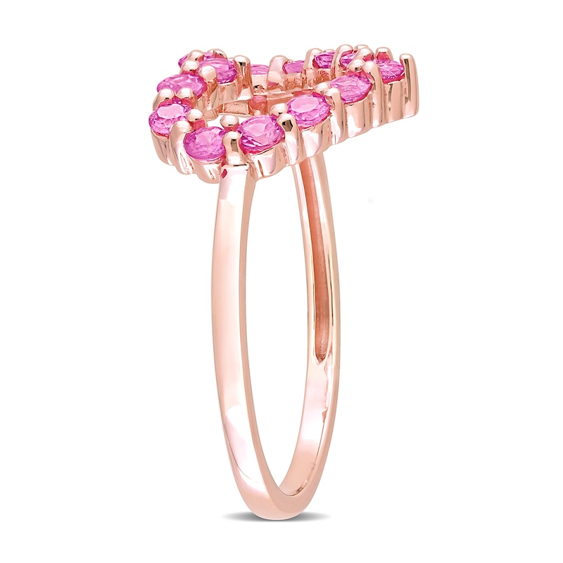 Main Image 3 of Pink Sapphire Outline Heart Ring in 10K Rose Gold