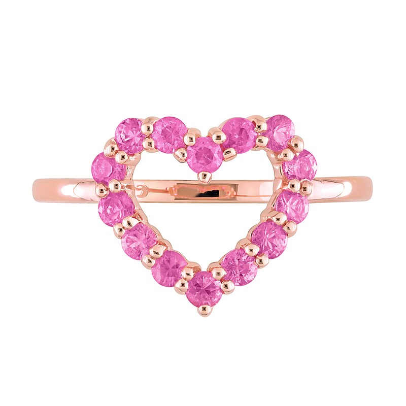 Main Image 4 of Pink Sapphire Outline Heart Ring in 10K Rose Gold