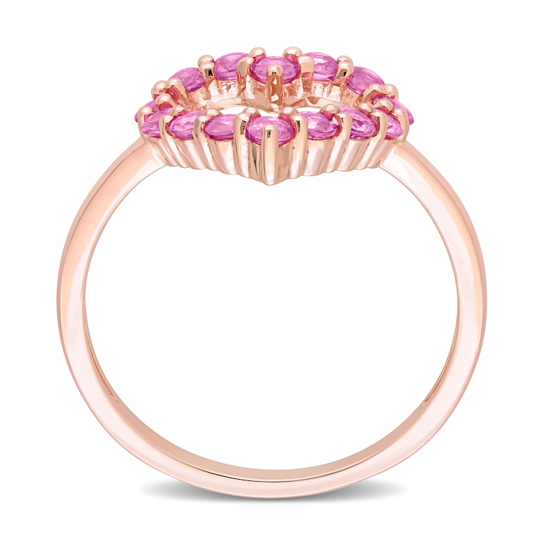 Main Image 5 of Pink Sapphire Outline Heart Ring in 10K Rose Gold