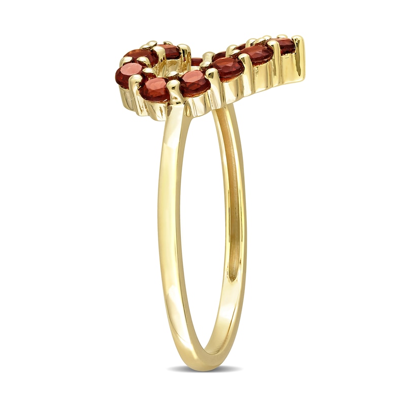 Garnet Outline Heart Ring in 10K Gold
