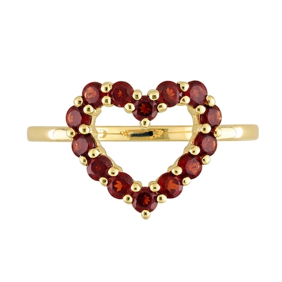 Garnet Outline Heart Ring in 10K Gold