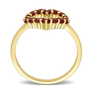 Garnet Outline Heart Ring in 10K Gold