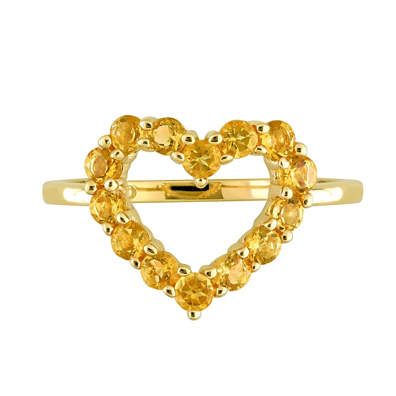 Main Image 4 of Citrine Outline Heart Ring in 10K Gold
