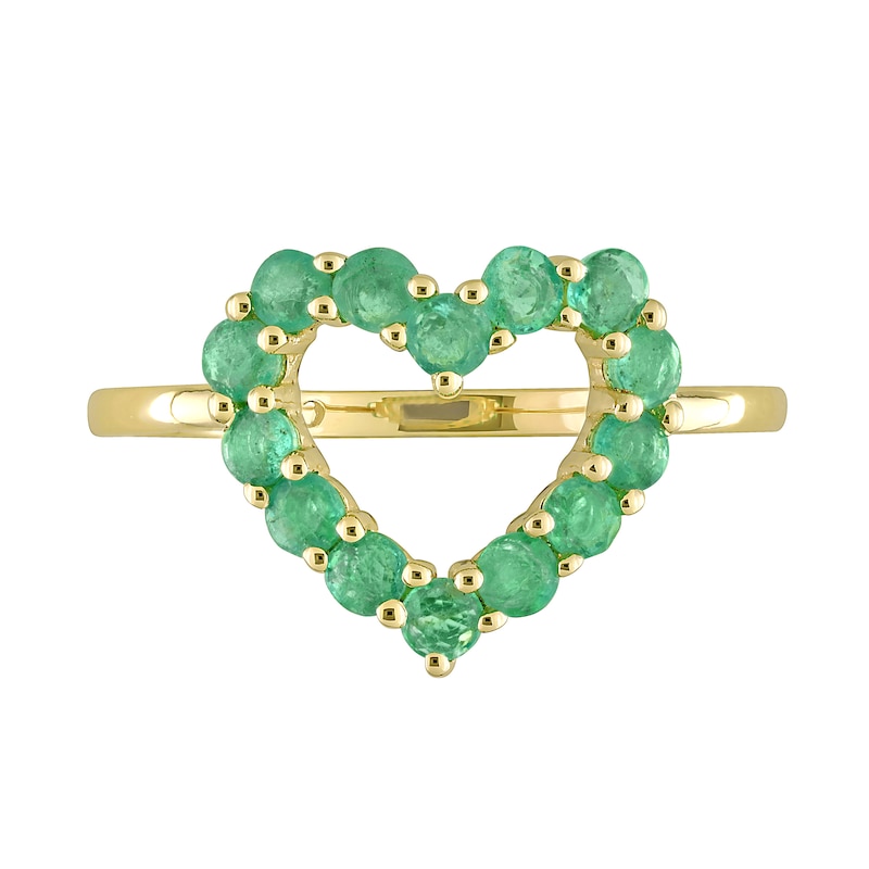 Main Image 4 of Emerald Outline Heart Ring in 10K Gold