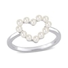 Thumbnail Image 1 of Freshwater Cultured Pearl Outline Heart Ring in 14K White Gold