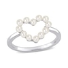 Thumbnail Image 0 of Cultured Freshwater Pearl Outline Heart Ring in 14K White Gold