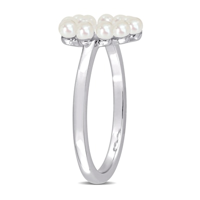 Freshwater Cultured Pearl Outline Heart Ring in 14K Gold