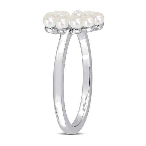Freshwater Cultured Pearl Outline Heart Ring in 14K Gold