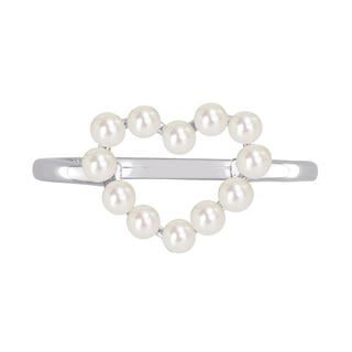 Freshwater Cultured Pearl Outline Heart Ring in 14K Gold