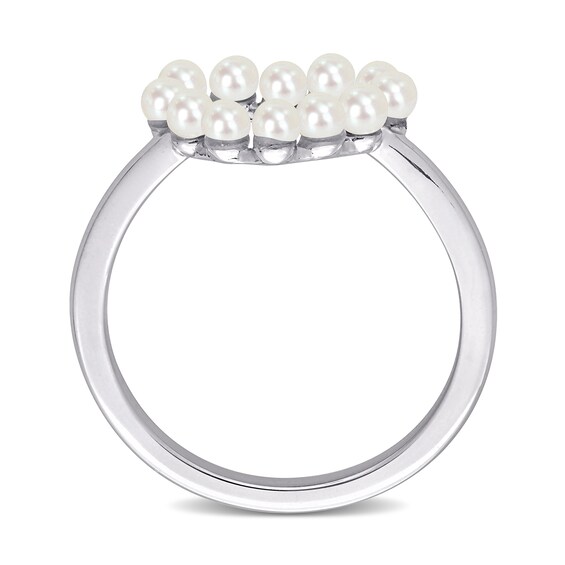 Freshwater Cultured Pearl Outline Heart Ring in 14K Gold