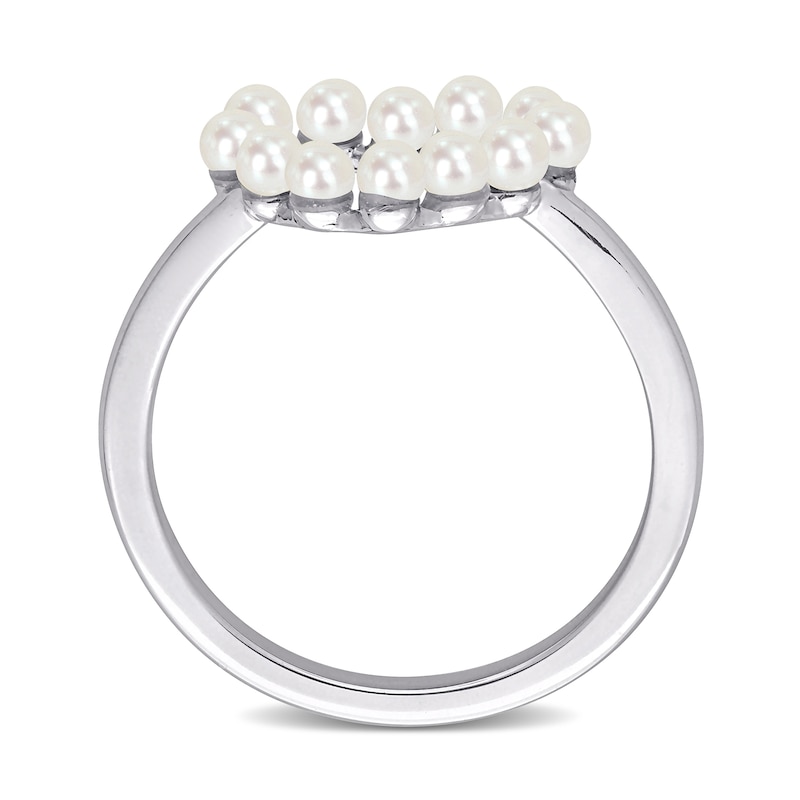 Main Image 5 of Freshwater Cultured Pearl Outline Heart Ring in 14K White Gold