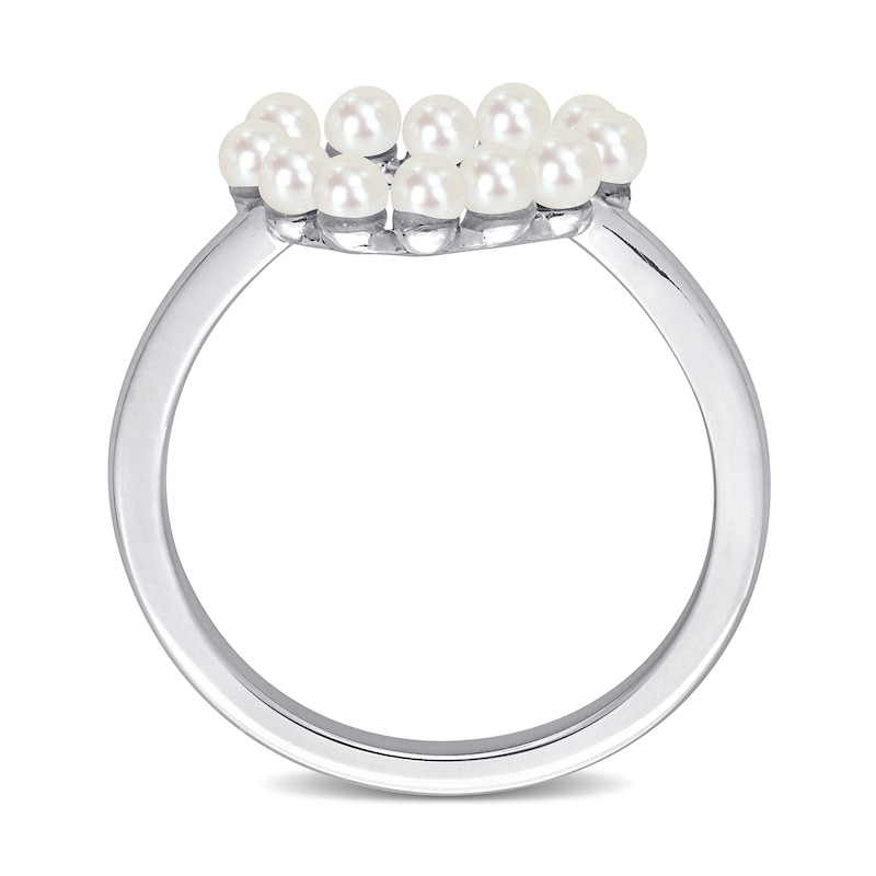 Cultured Freshwater Pearl Outline Heart Ring in 14K White Gold