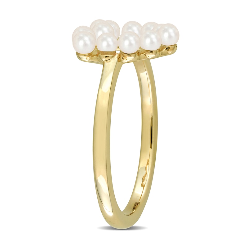 Main Image 3 of Freshwater Cultured Pearl Outline Heart Ring in 14K Gold