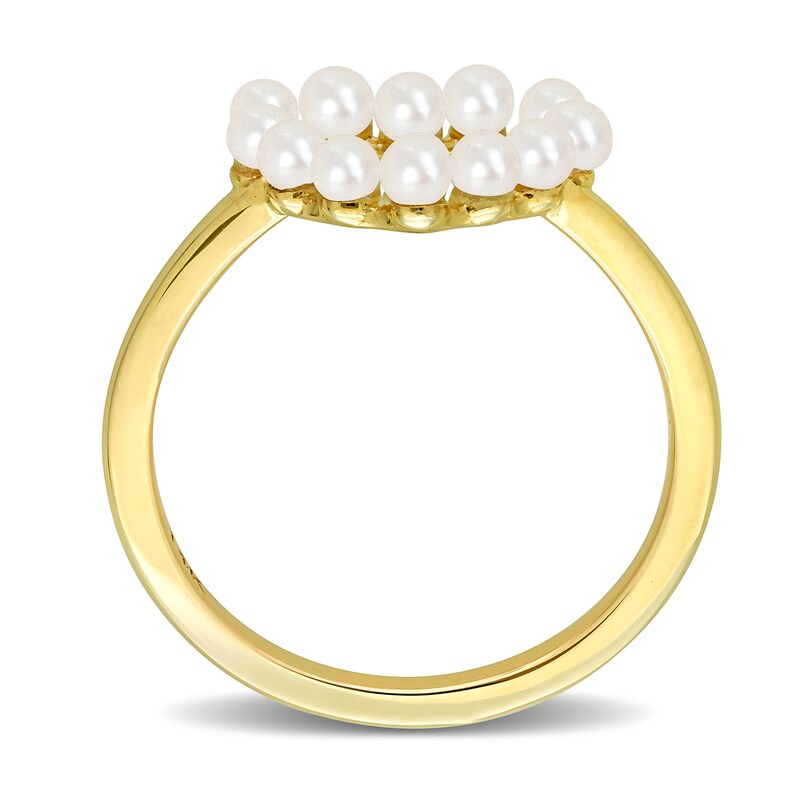 Main Image 5 of Freshwater Cultured Pearl Outline Heart Ring in 14K Gold