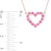 Pink Sapphire Outline Heart Necklace in 10K Rose Gold - 17"