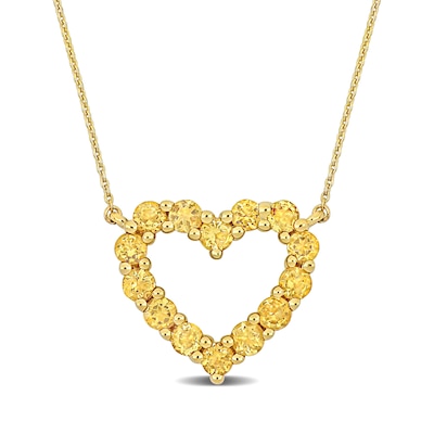 Citrine Outline Heart Necklace in 10K Gold - 17"