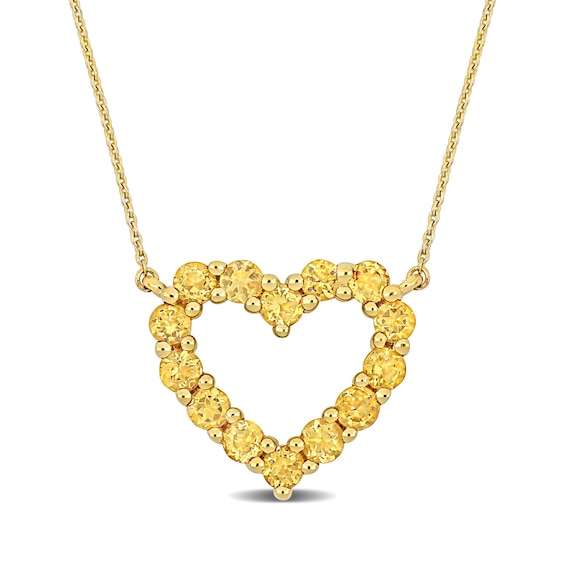 Citrine Outline Heart Necklace in 10K Gold - 17"