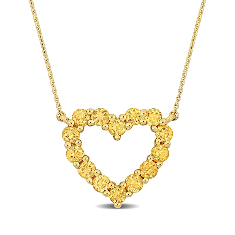 Citrine Outline Heart Necklace in 10K Gold - 17"