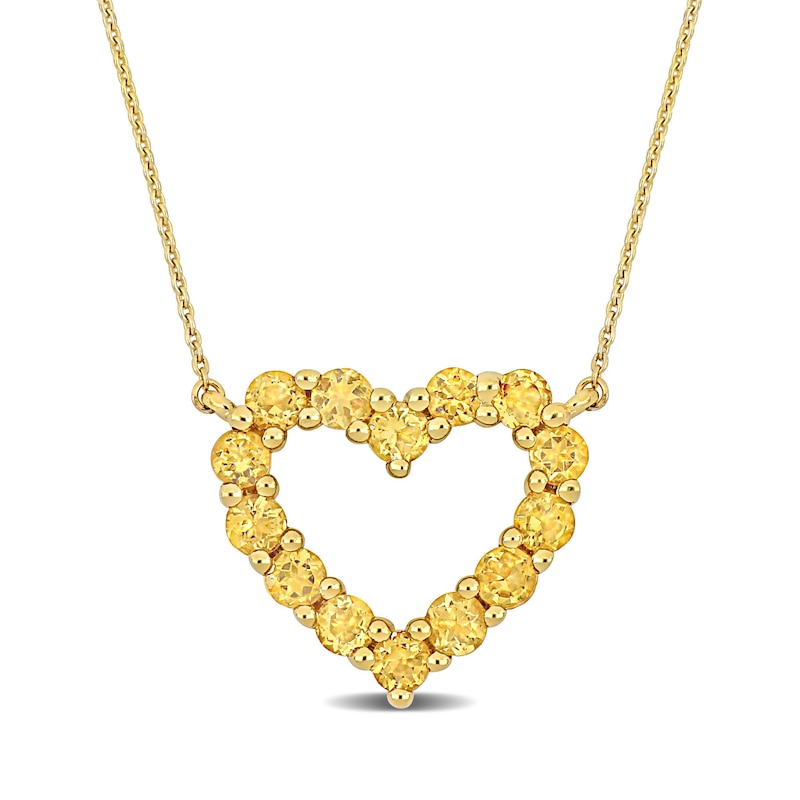 Citrine Outline Heart Necklace in 10K Gold - 17"|Peoples Jewellers