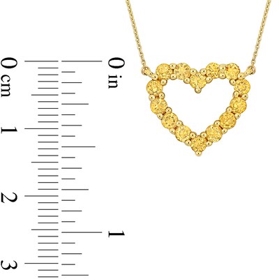 Citrine Outline Heart Necklace in 10K Gold - 17"