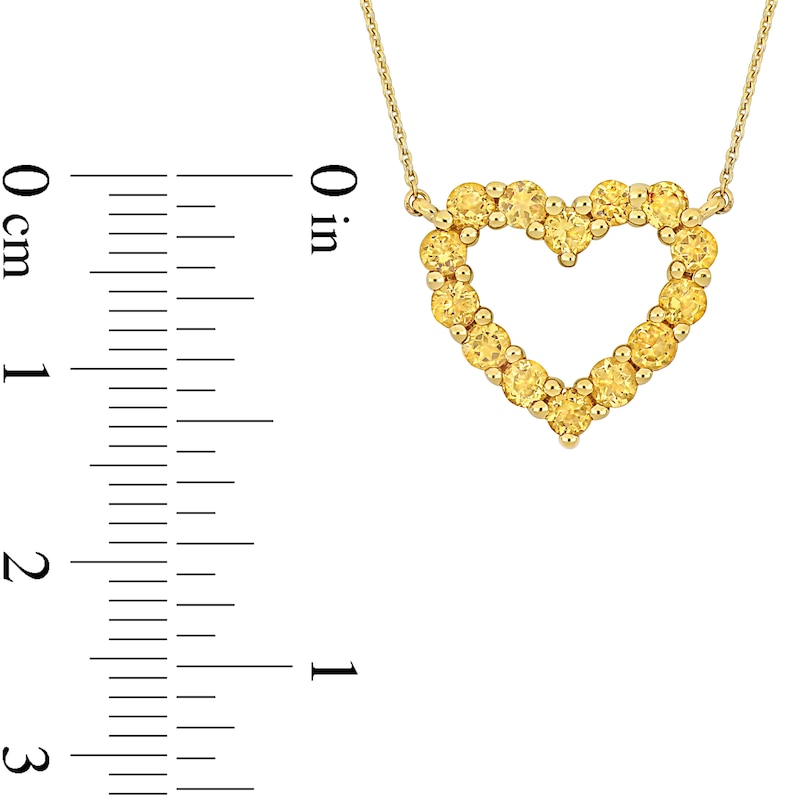 Citrine Outline Heart Necklace in 10K Gold - 17"
