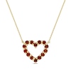 Garnet Outline Heart Necklace in 10K Gold - 17"