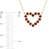 Garnet Outline Heart Necklace in 10K Gold - 17"