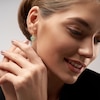 Thumbnail Image 2 of Emerald Outline Heart Drop Earrings in 10K Gold