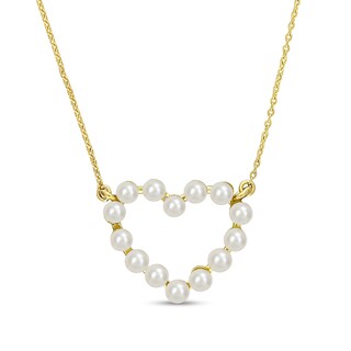 Freshwater Cultured Pearl Outline Heart Necklace in 14K Gold-17