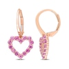 Thumbnail Image 1 of Pink Sapphire Outline Heart Drop Earrings in 10K Rose Gold