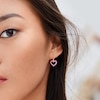 Thumbnail Image 2 of Pink Sapphire Outline Heart Drop Earrings in 10K Rose Gold