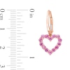 Thumbnail Image 3 of Pink Sapphire Outline Heart Drop Earrings in 10K Rose Gold