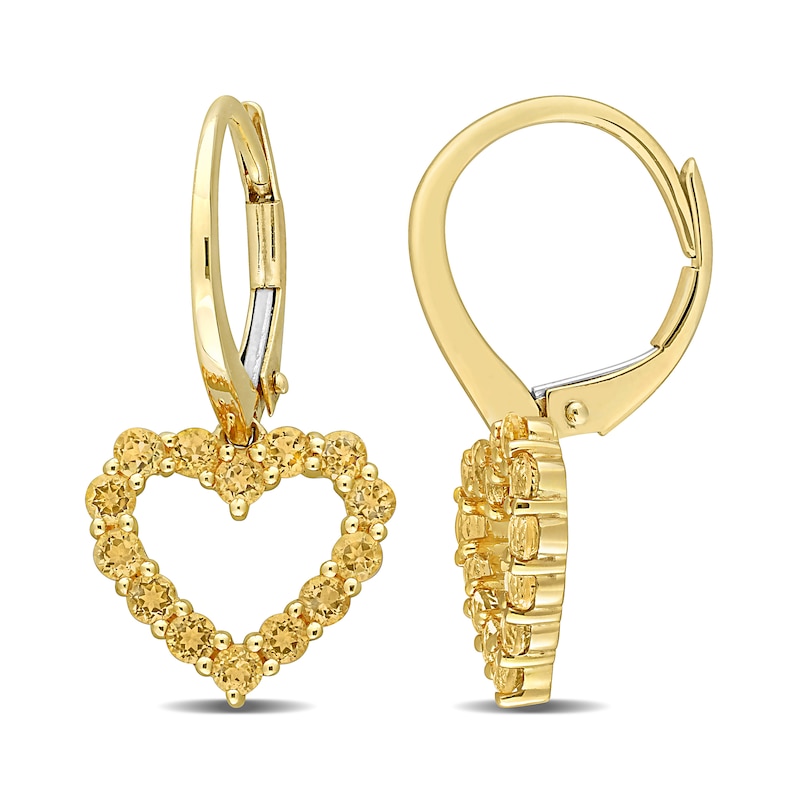 Citrine Outline Heart Drop Earrings in 10K Gold|Peoples Jewellers