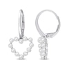 Freshwater Cultured Pearl Outline Heart Drop Earrings in 14K Gold