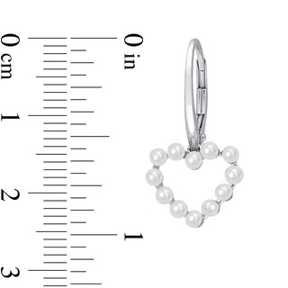 Freshwater Cultured Pearl Outline Heart Drop Earrings in 14K Gold