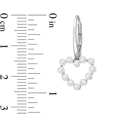 Freshwater Cultured Pearl Outline Heart Drop Earrings in 14K Gold