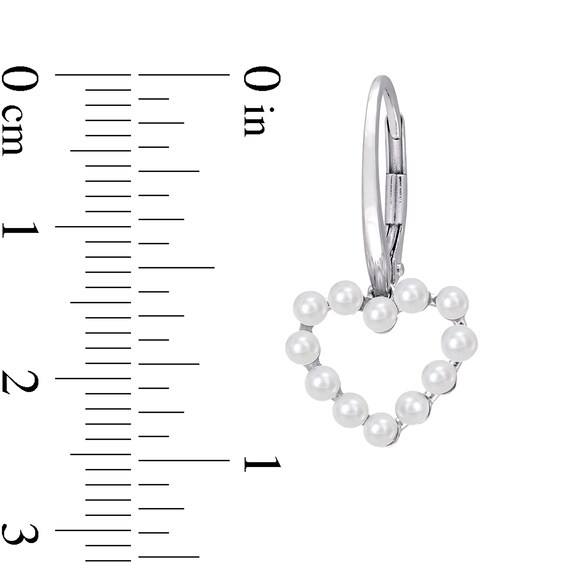 Freshwater Cultured Pearl Outline Heart Drop Earrings in 14K Gold
