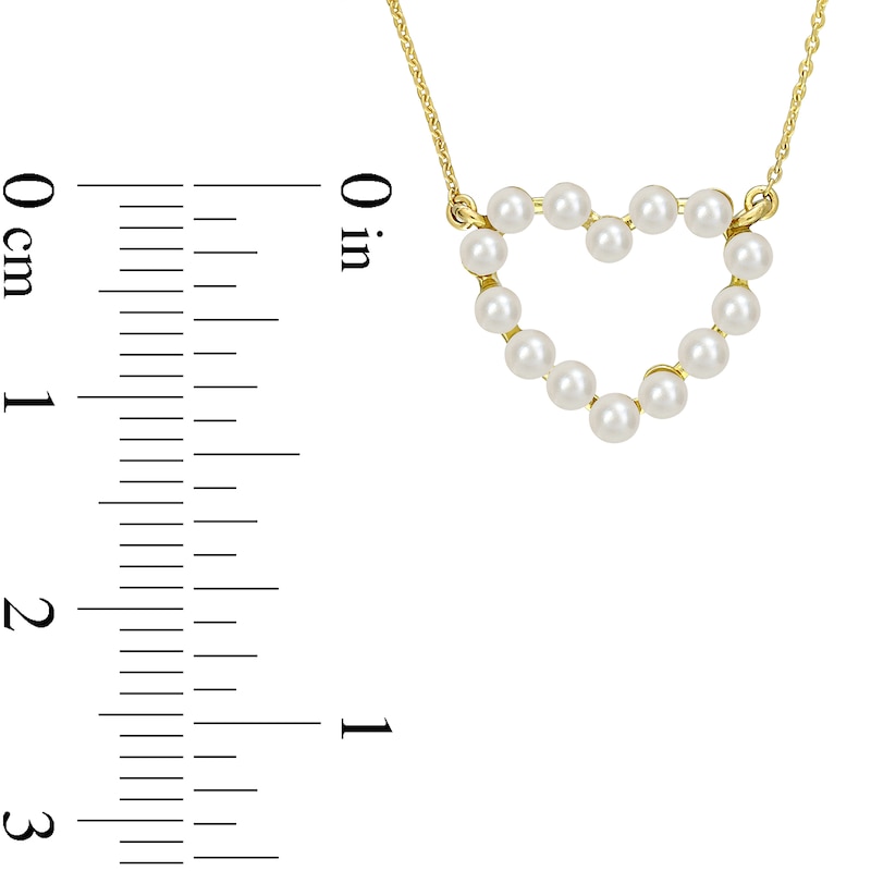Freshwater Cultured Pearl Outline Heart Necklace in 14K Gold-17