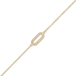 Diamond-Cut Sideways Paper Clip Bracelet in 14K Two-Tone Gold - 7.5"