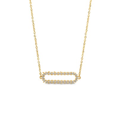 Diamond-Cut Sideways Paper Clip Necklace in 14K Two-Tone Gold