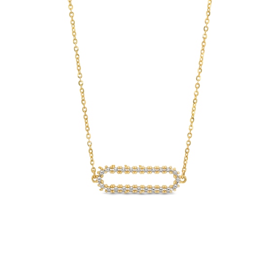 Diamond-Cut Sideways Paper Clip Necklace in 14K Two-Tone Gold