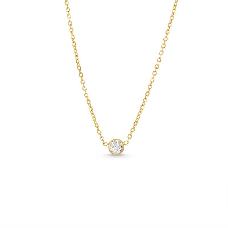 Diamond-Cut Solitaire-Style Necklace in 14K Two-Tone Gold|Peoples Jewellers