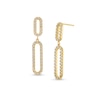 Thumbnail Image 0 of Italian Brilliance™ Diamond-Cut Paper Clip Dangle Drop Earrings in 14K Two-Tone Gold