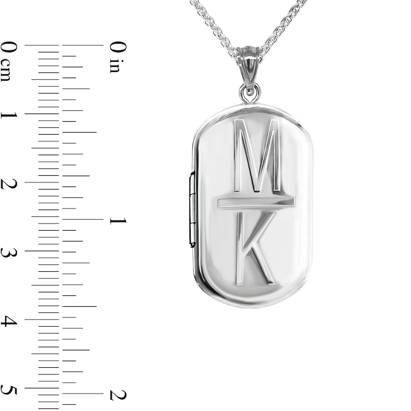 Main Image 4 of Men's Engravable Dog Tag Style Locket in Sterling Silver (2 Images and Initials) - 22&quot;
