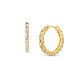 Italian Brilliance™ Diamond-Cut Eternity Hoop Earrings in 14K Two-Tone Gold