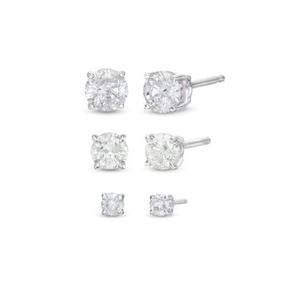 Essentials 1.01 CT. T.W. Diamond Solitaire Three Pair Stud Earrings Set in 10K Gold