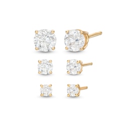 Essentials 1.01 CT. T.W. Diamond Solitaire Three Pair Stud Earrings Set in 10K Gold